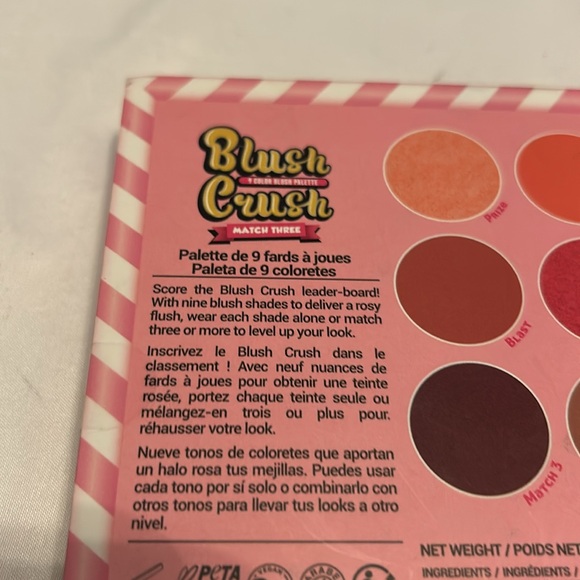 Blush Crush 9 Color Blush Palette Match Three by Rude Cosmetics full size 0.67oz - Picture 5 of 8